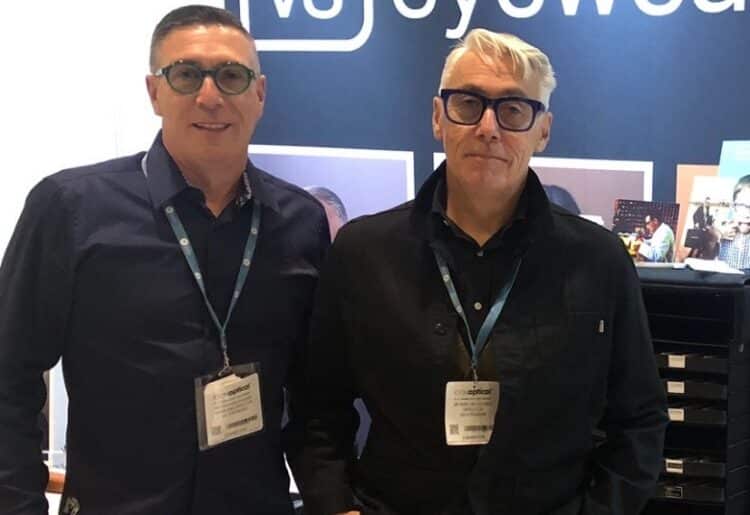 Mark Van Staveren (right) with his brother and business partner John at 100% Optical in London in 2020. Image: John Van Staveren.
