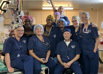 The volunteer ophthalmic team on board the Africa Mercy were from seven different countries. Images: Dr Graham Hay-Smith.