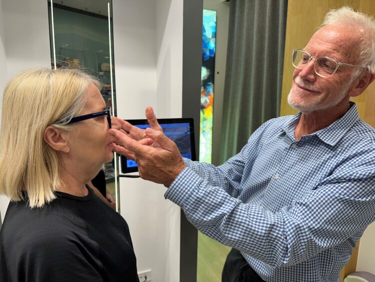Independent optometrist Michael Hare was invited to Milan in early 2025 to see the technology showcased. Images: Vision Michael Hare.
