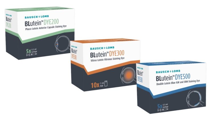 Bausch + Lomb’s range of surgical dyes. Image: B+L.