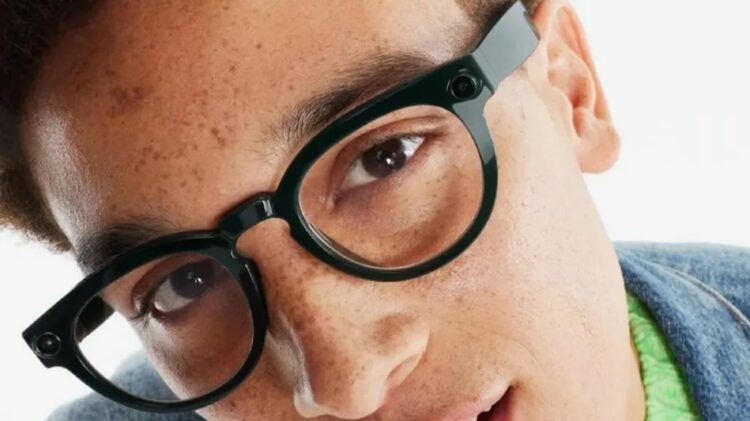 A model wears Google's new smart glasses. Image: Google/Warby Parker.