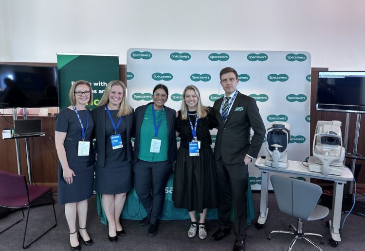The Specsavers screening team at the National Diabetes Summit, are, from left, Melissa Chandler Klunder, Kathryn Launchbury, Acyel Al-Alosi, Duchesne Markham and Dr Joseph Paul. Image: Specsavers.