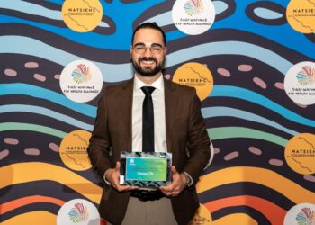 Indigenous Canberra optometrist Harrison Pike said he was deeply honoured to receive the award. Image: First Nations Eye Health Alliance.