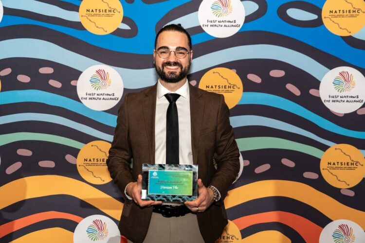 Indigenous Canberra optometrist Harrison Pike said he was deeply honoured to receive the award. Image: First Nations Eye Health Alliance.