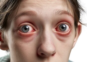 Red and bulging eyes are symptoms of thyroid eye disease. Image: Antonio/stock.adbe.com.