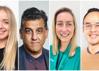 From left, Kimberley Forbes, Raj Sundarjee, Claire Page and Tom Byrnes. Images: Specsavers.